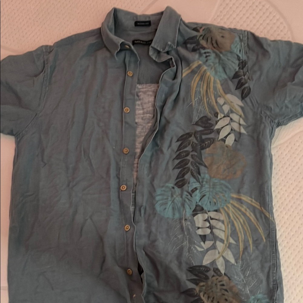 Vintage Van Heusen Linen Shirt - Tropical Floral Panel - Rare Design